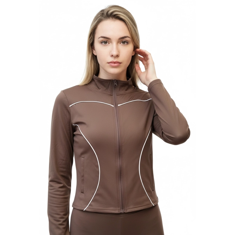POLERON DEPORTIVO MUJER AJUSTADO ELASTICADO CIERRE LINEAS 9017 - 1