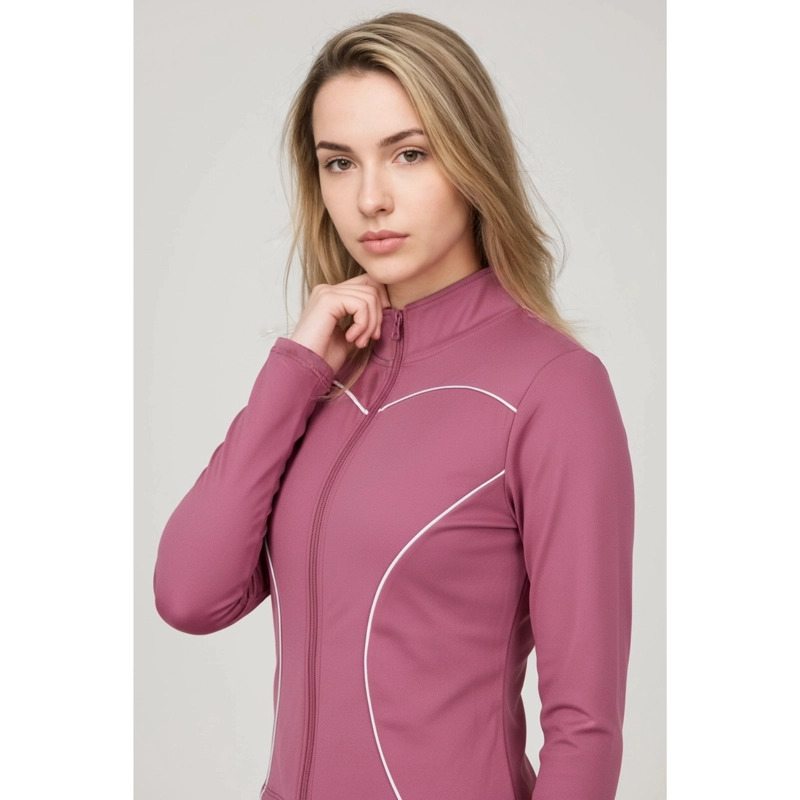 POLERON DEPORTIVO MUJER AJUSTADO ELASTICADO CIERRE LINEAS 9017 - 1