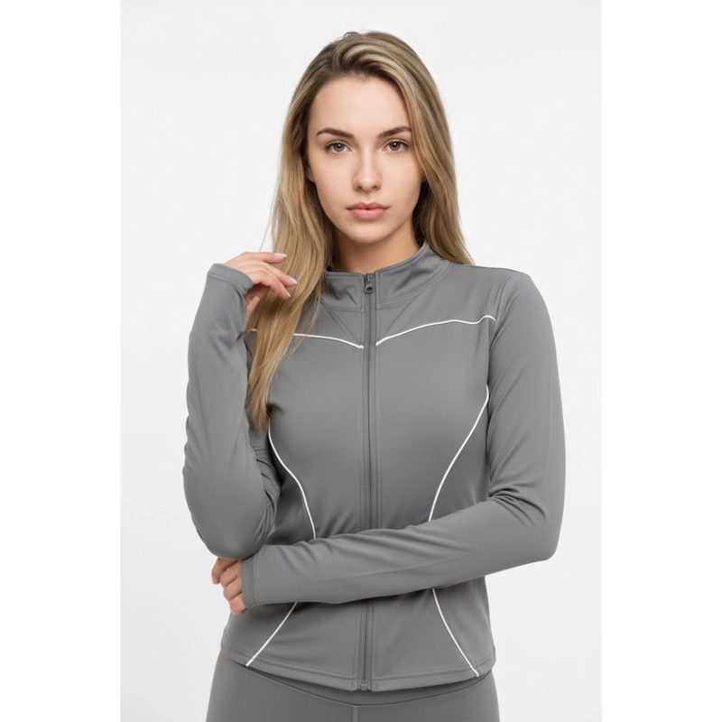 POLERON DEPORTIVO MUJER AJUSTADO ELASTICADO CIERRE LINEAS 9017 - 1