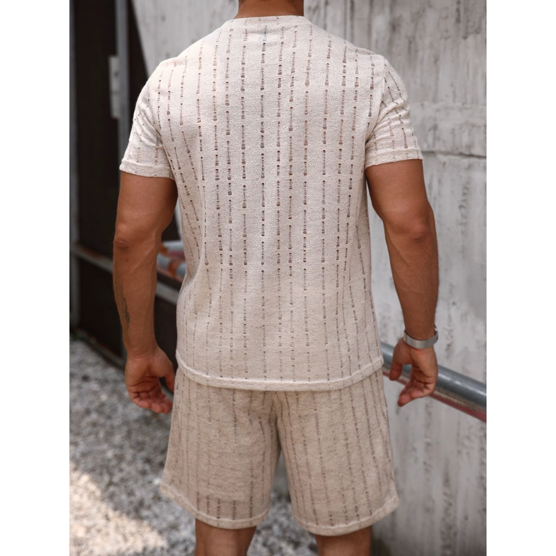 CONJUNTO HOMBRE SHORT Y POLERA TEXTURADO TENDENCIA BOTONES 6263 - 4