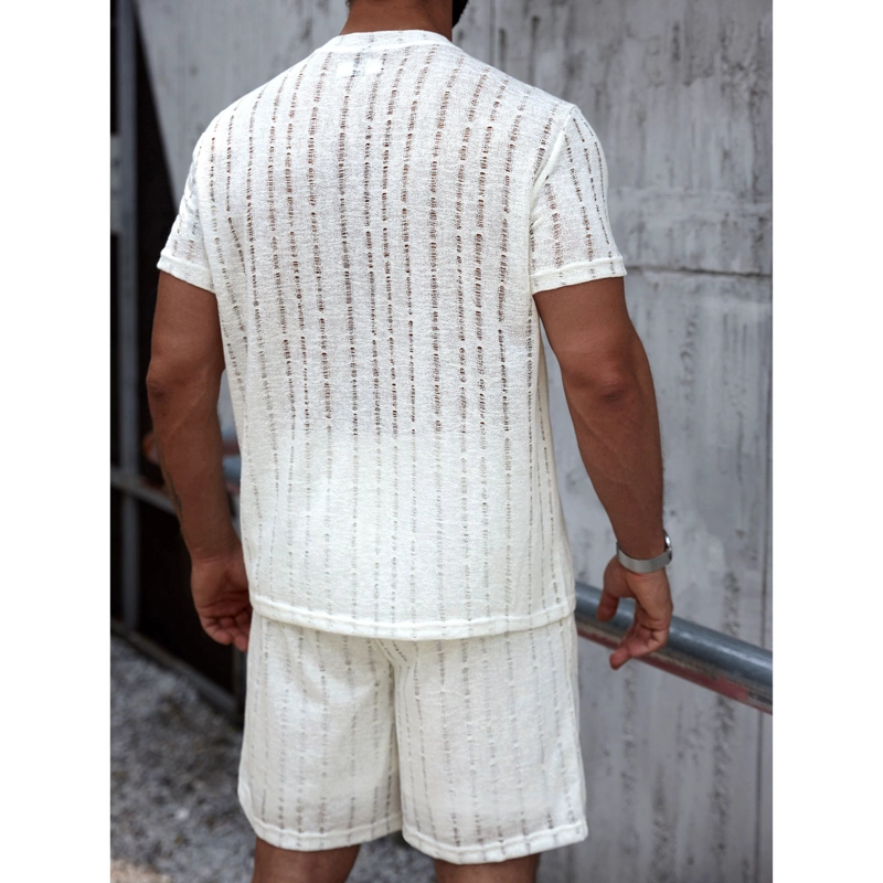 CONJUNTO HOMBRE SHORT Y POLERA TEXTURADO TENDENCIA BOTONES 6263 - 4