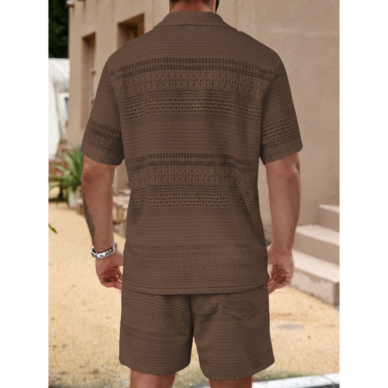 CONJUNTO HOMBRE 2 PIEZAS SHORT CAMISA TEXTURA BOTONES URBANO 0278 - 3