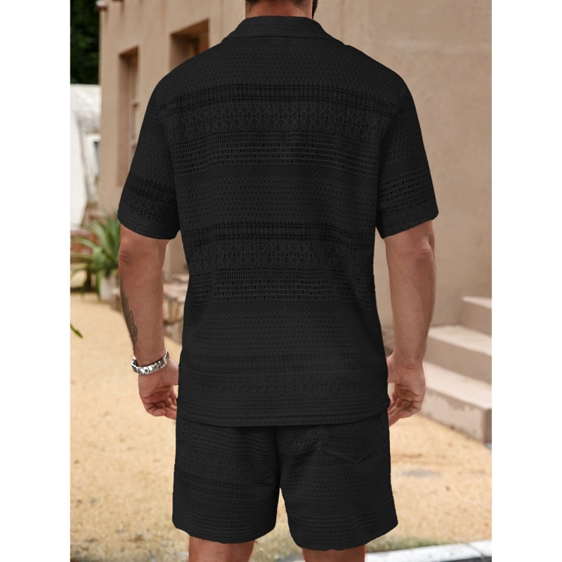 CONJUNTO HOMBRE 2 PIEZAS SHORT CAMISA TEXTURA BOTONES URBANO 0278 - 3