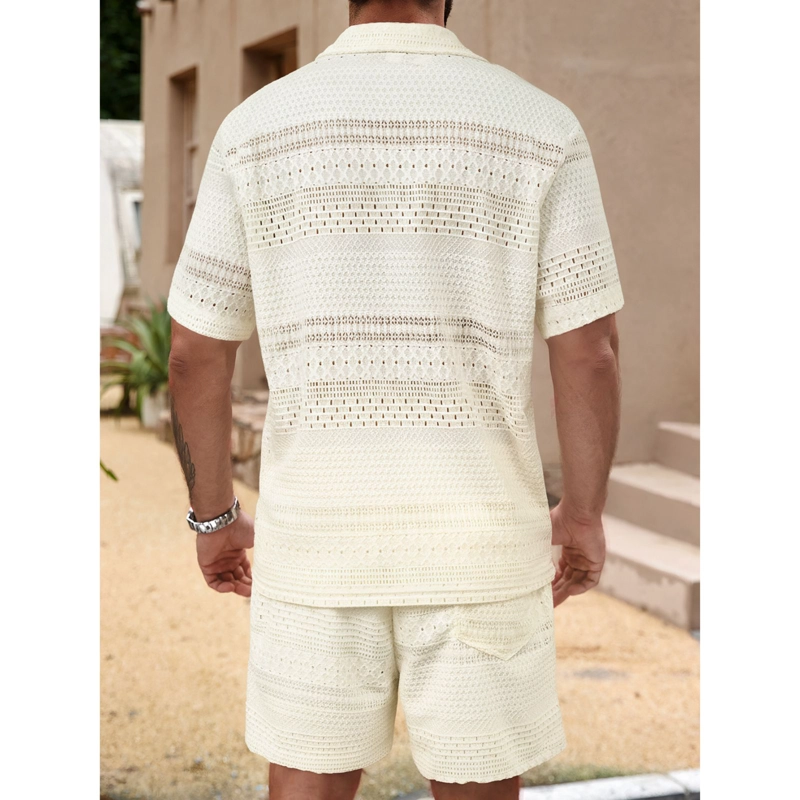 CONJUNTO HOMBRE 2 PIEZAS SHORT CAMISA TEXTURA BOTONES URBANO 0278 - 3