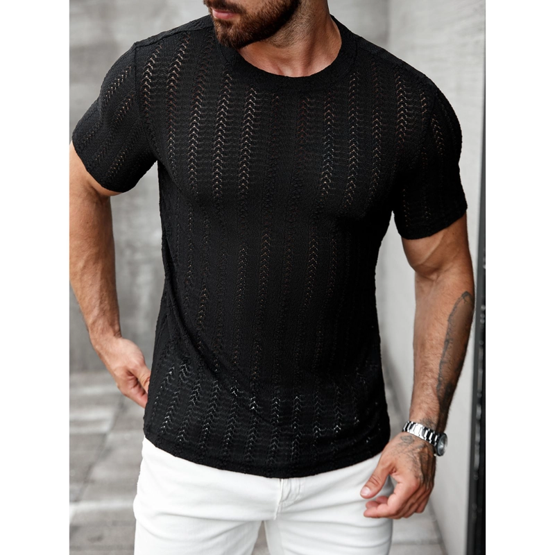POLERA HOMBRE MANGA CORTA HILO TEJIDA ESTILO CASUAL 0282 - 1