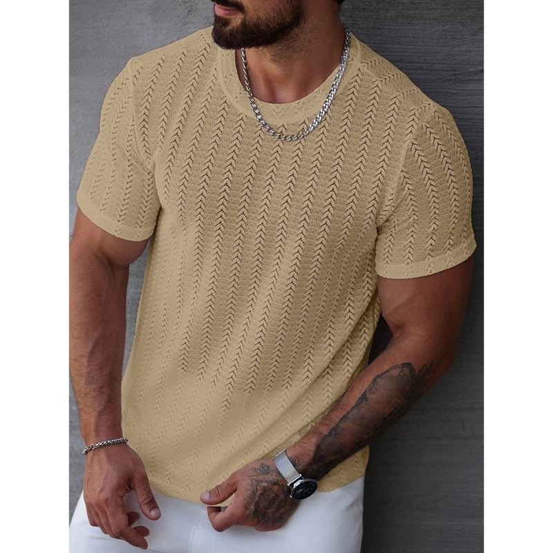 POLERA HOMBRE MANGA CORTA HILO TEJIDA ESTILO CASUAL 0282 - 1