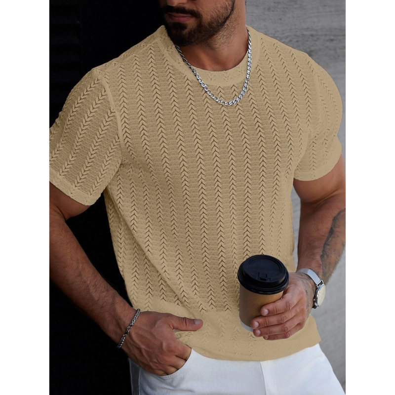 POLERA HOMBRE MANGA CORTA HILO TEJIDA ESTILO CASUAL 0282 - 2