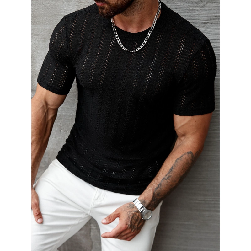 POLERA HOMBRE MANGA CORTA HILO TEJIDA ESTILO CASUAL 0282 - 3