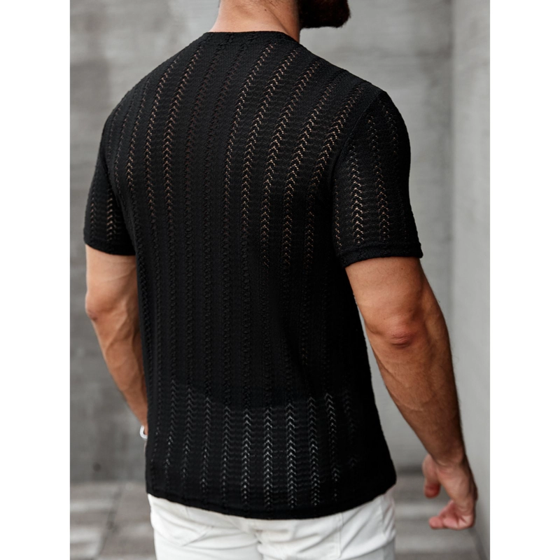 POLERA HOMBRE MANGA CORTA HILO TEJIDA ESTILO CASUAL 0282 - 4