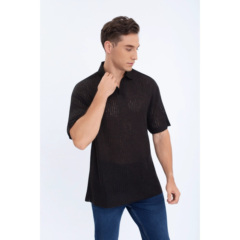 POLERA HOMBRE MANGA CORTA TEJIDA ESTILO CASUAL CON CUELLO 0177 - 3