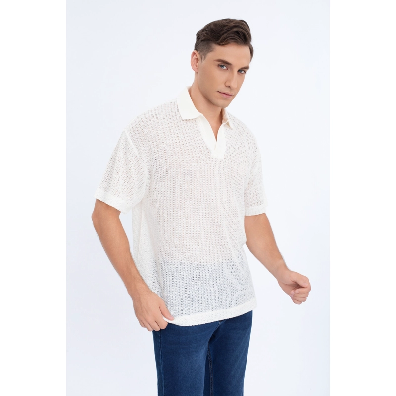 POLERA HOMBRE MANGA CORTA TEJIDA ESTILO CASUAL CON CUELLO 0177 - 3