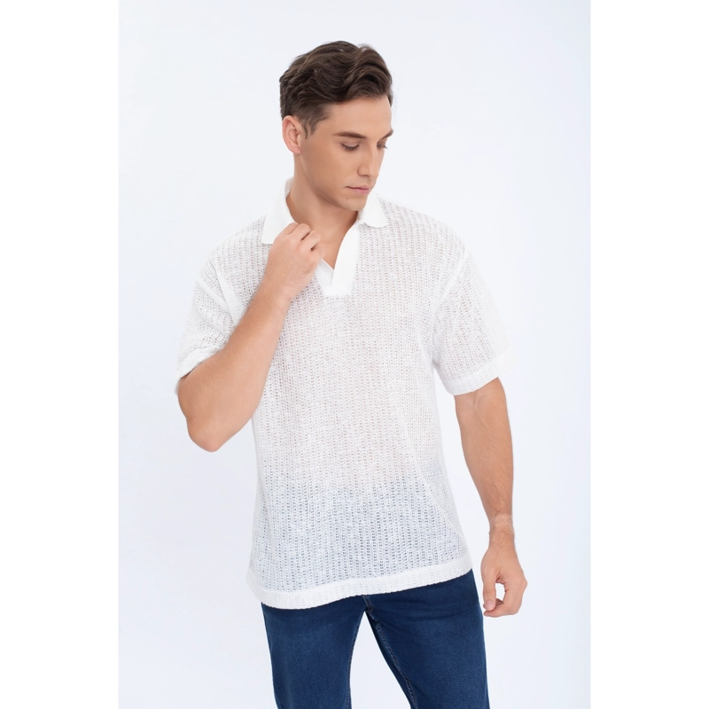 POLERA HOMBRE MANGA CORTA TEJIDA ESTILO CASUAL CON CUELLO 0177 - 3