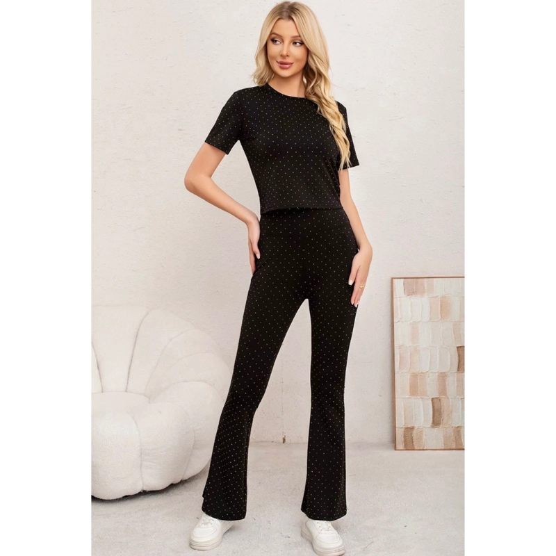 CONJUNTO MUJER 2 PIEZAS POLERA Y CALZA FULL BRILLOS TENDENCIA 7037 - 1