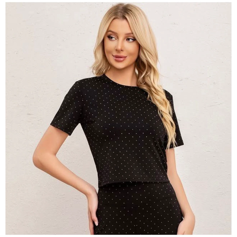 CONJUNTO MUJER 2 PIEZAS POLERA Y CALZA FULL BRILLOS TENDENCIA 7037 - 3