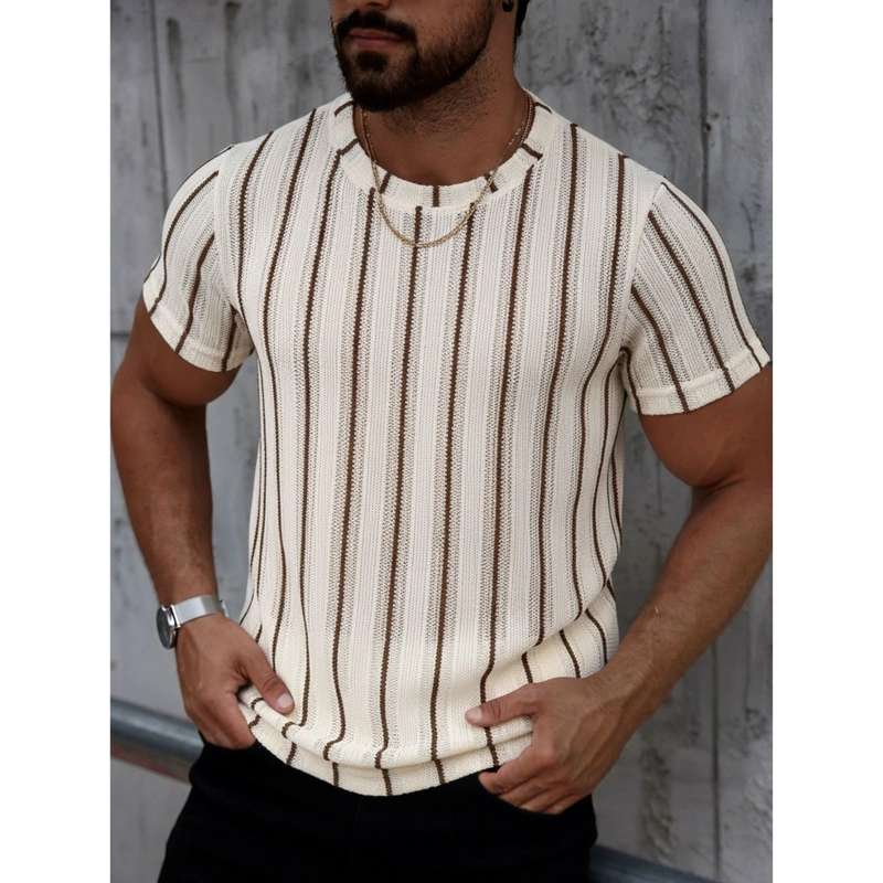 POLERA HOMBRE DE PUNTO TEJIDA MANGA CORTA HILO MODA 0283 - 1