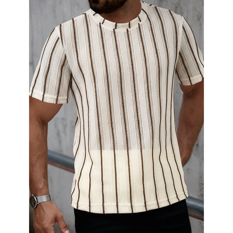 POLERA HOMBRE DE PUNTO TEJIDA MANGA CORTA HILO MODA 0283 - 2