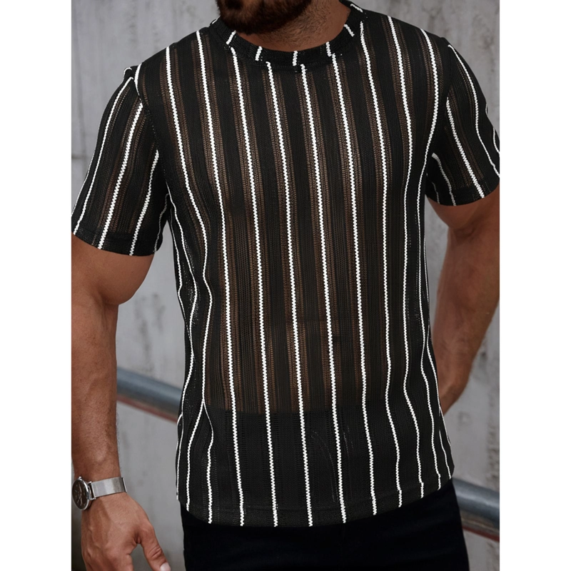 POLERA HOMBRE DE PUNTO TEJIDA MANGA CORTA HILO MODA 0283 - 2