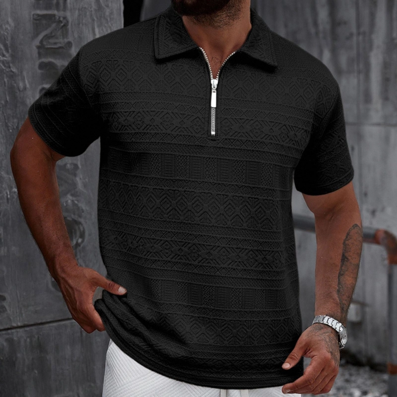 POLERA HOMBRE MANGA CORTA TEXTURA SUAVE CIERRE DISEÑO 0287 - 1