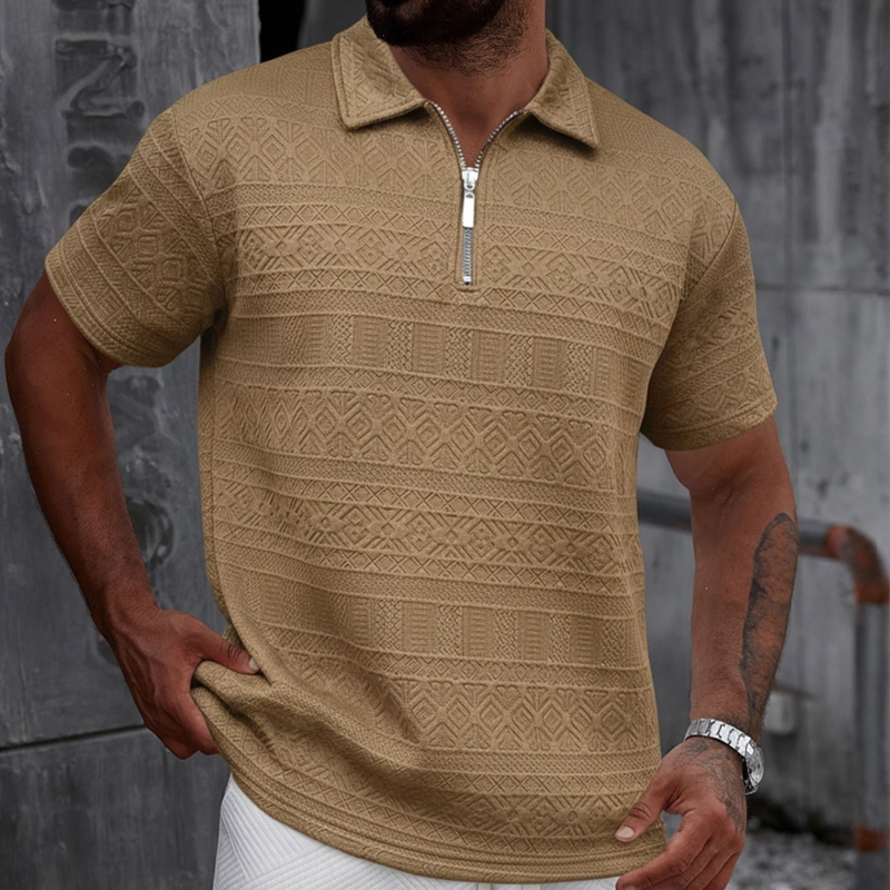 POLERA HOMBRE MANGA CORTA TEXTURA SUAVE CIERRE DISEÑO 0287 - 1