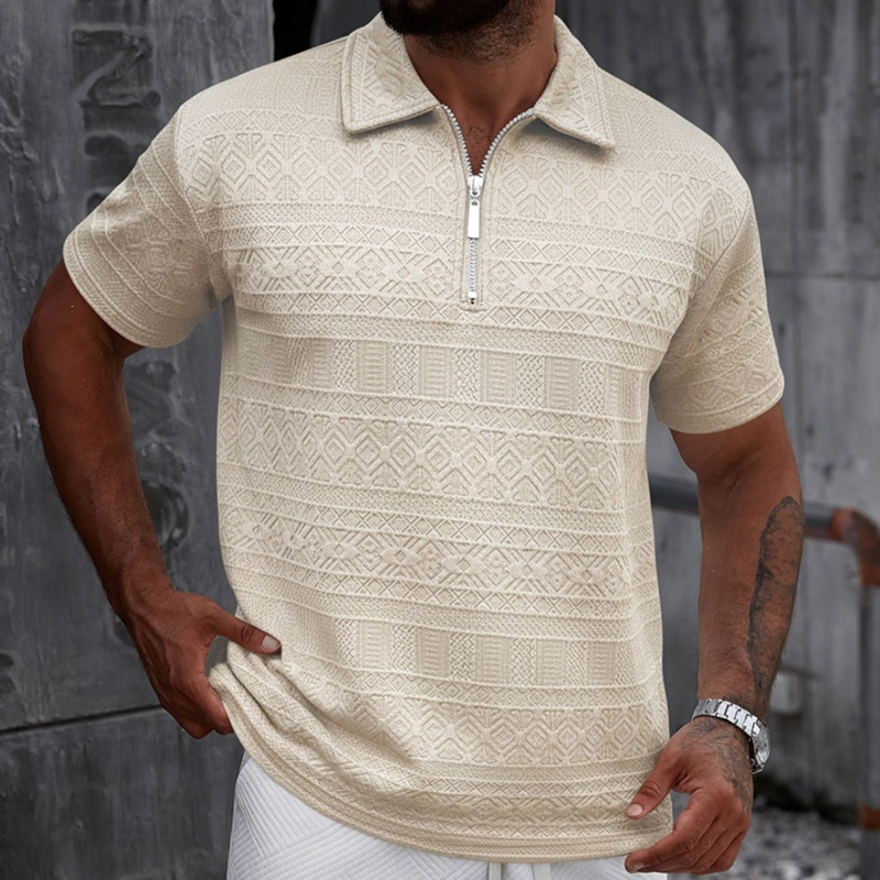 POLERA HOMBRE MANGA CORTA TEXTURA SUAVE CIERRE DISEÑO 0287 - 1