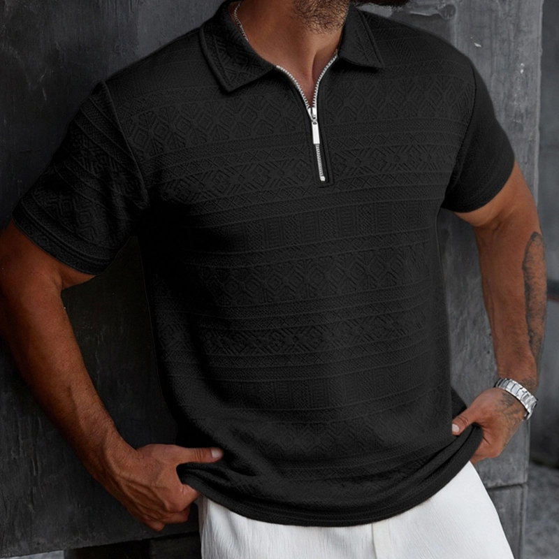 POLERA HOMBRE MANGA CORTA TEXTURA SUAVE CIERRE DISEÑO 0287 - 2