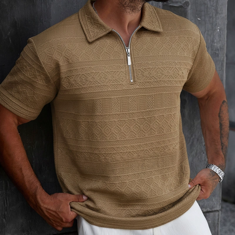 POLERA HOMBRE MANGA CORTA TEXTURA SUAVE CIERRE DISEÑO 0287 - 2