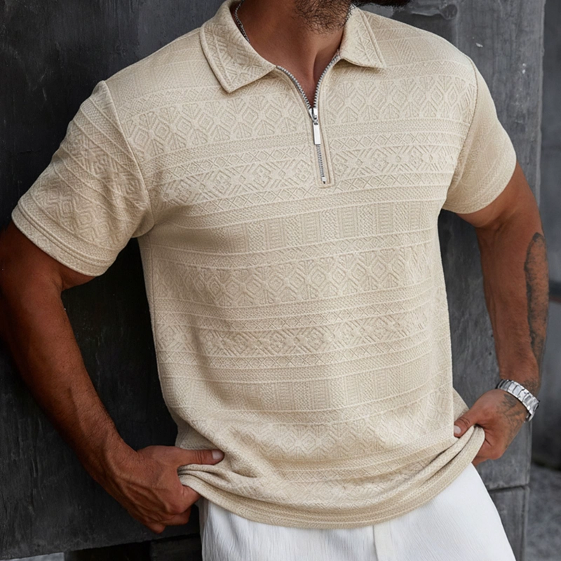 POLERA HOMBRE MANGA CORTA TEXTURA SUAVE CIERRE DISEÑO 0287 - 2