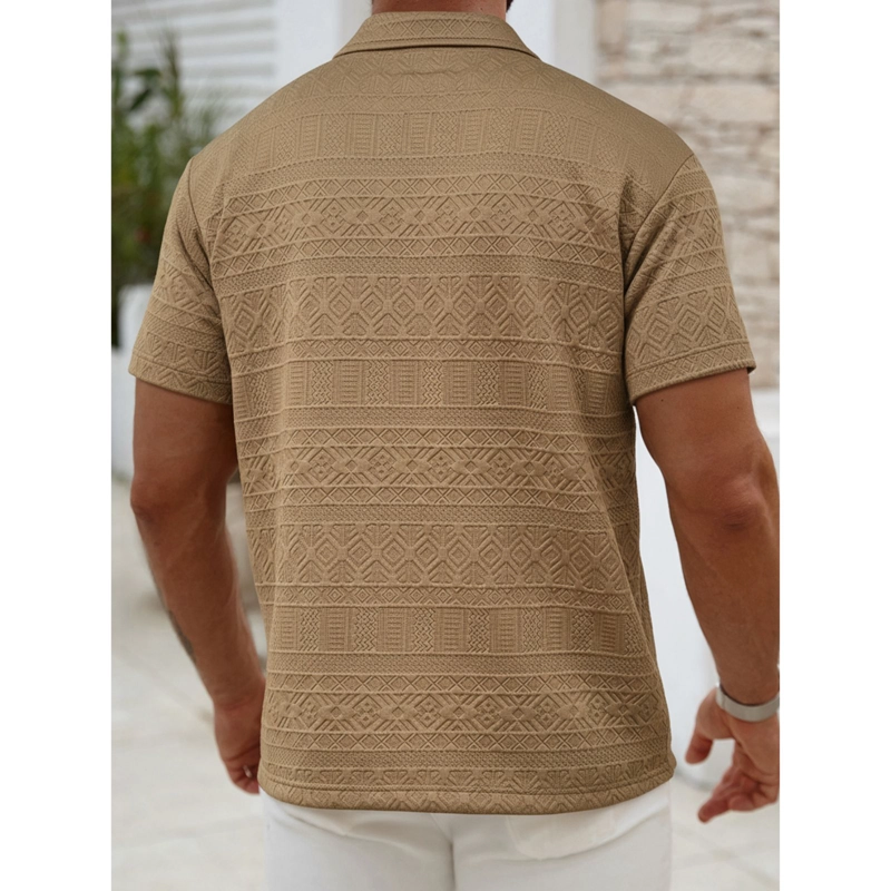 POLERA HOMBRE MANGA CORTA TEXTURA SUAVE CIERRE DISEÑO 0287 - 3