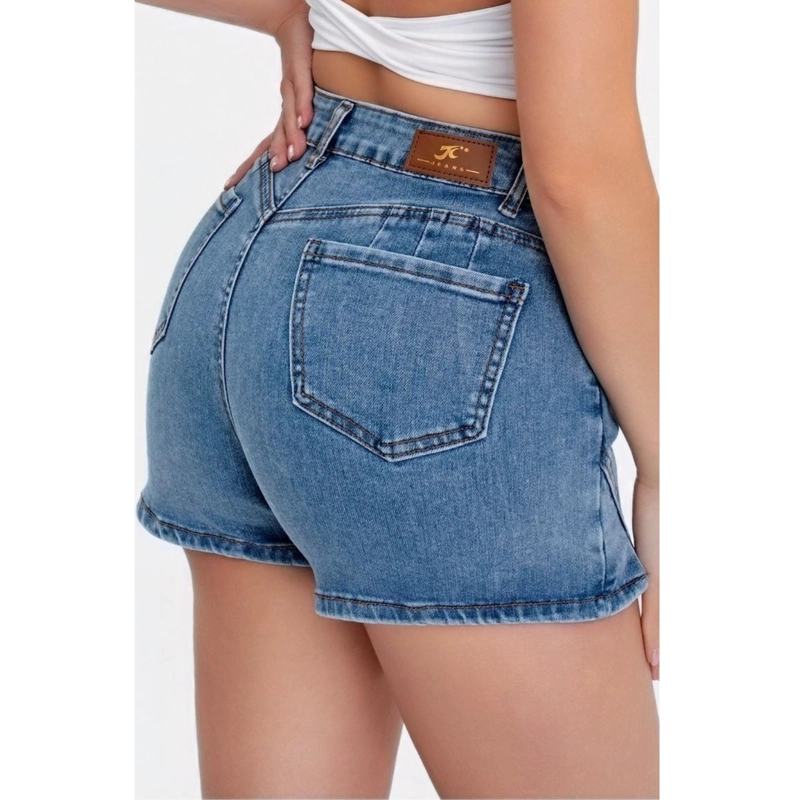 SHORT TIPO MINI FALDA JUVENIL JEANS PREMIUM ELASTICADA LAZOS 3013 - 2