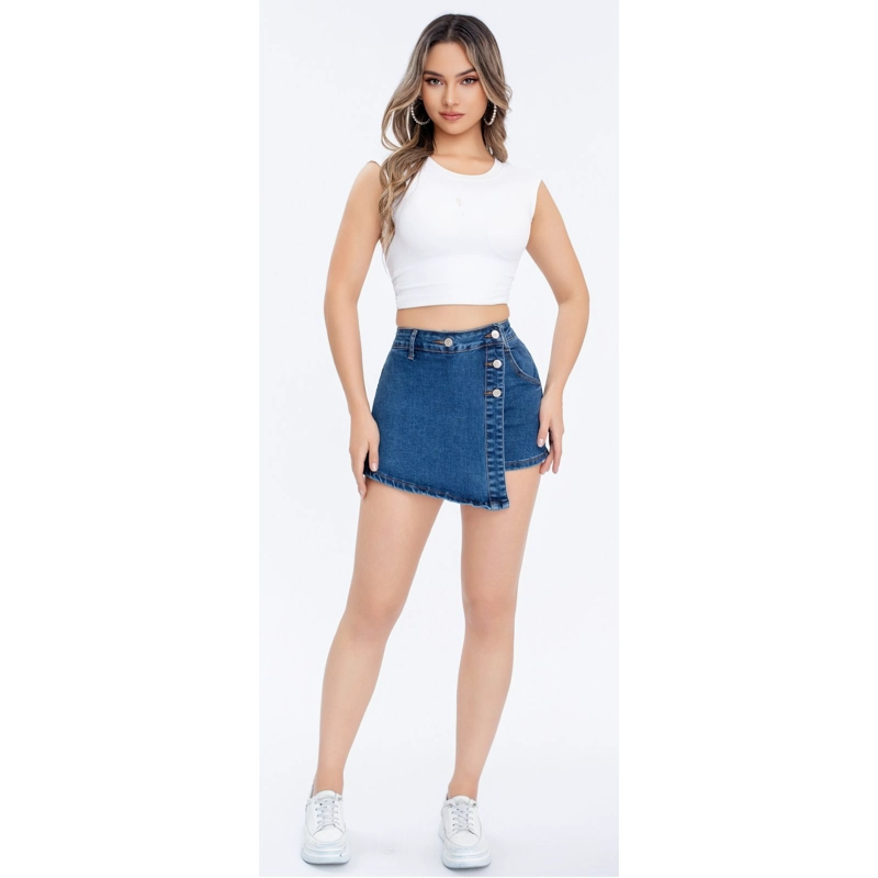 SHORT TIPO MINI FALDA JUVENIL JEANS PREMIUM ELASTICADA 3017 - 2