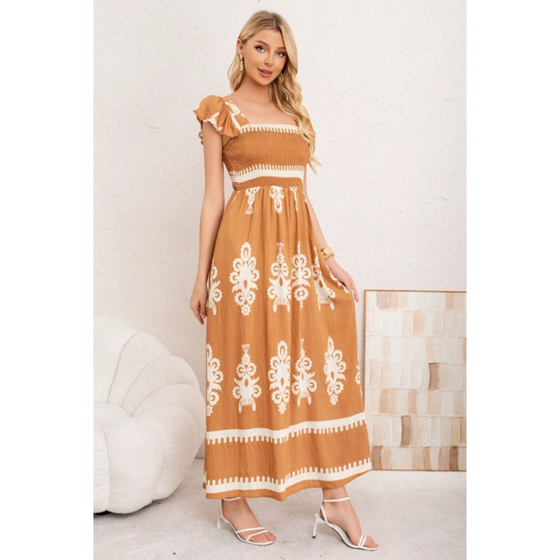 MAXI VESTIDO LARGO VERANO MUJER ESTAMPADO CASUAL SIN MANGAS 3380 - 1