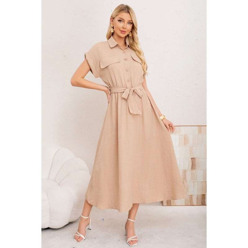 MAXI VESTIDO LARGO MUJER TELA TIPO JEANS CON MANGAS PREMIUM 3373 - 1