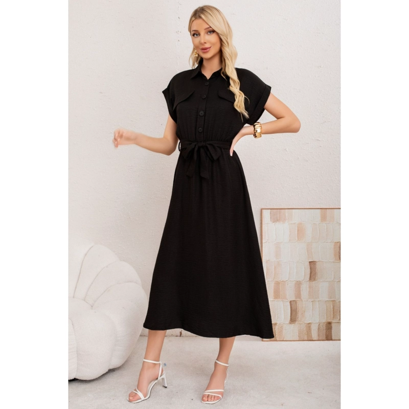 MAXI VESTIDO LARGO MUJER TELA TIPO JEANS CON MANGAS PREMIUM 3373 - 1