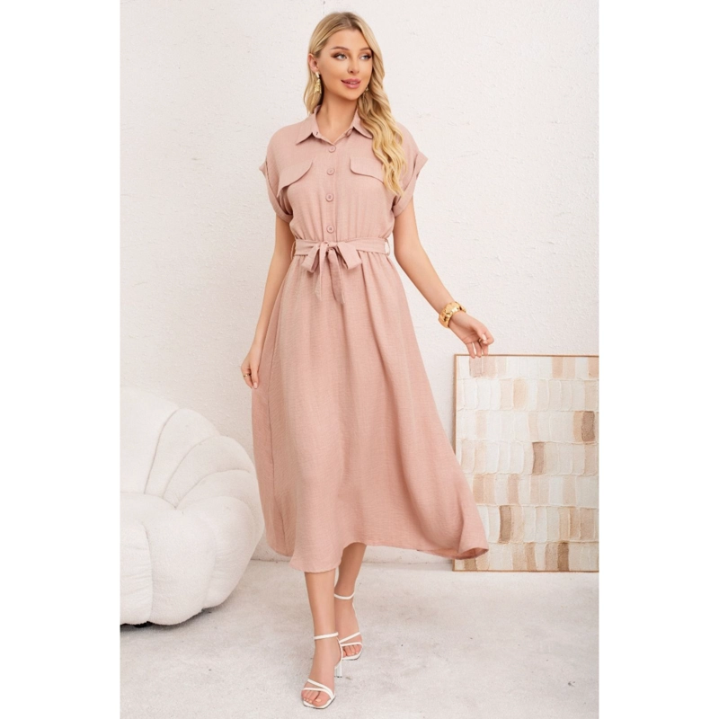 MAXI VESTIDO LARGO MUJER TELA TIPO JEANS CON MANGAS PREMIUM 3373 - 1