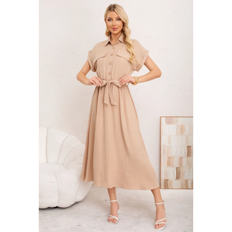 MAXI VESTIDO LARGO MUJER TELA TIPO JEANS CON MANGAS PREMIUM 3373 - 2