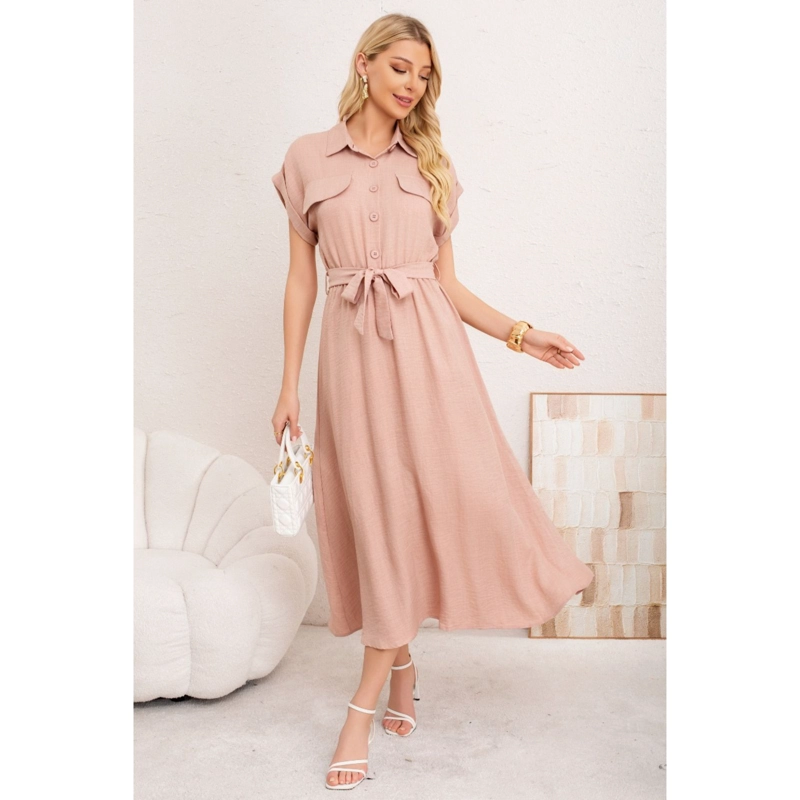 MAXI VESTIDO LARGO MUJER TELA TIPO JEANS CON MANGAS PREMIUM 3373 - 3