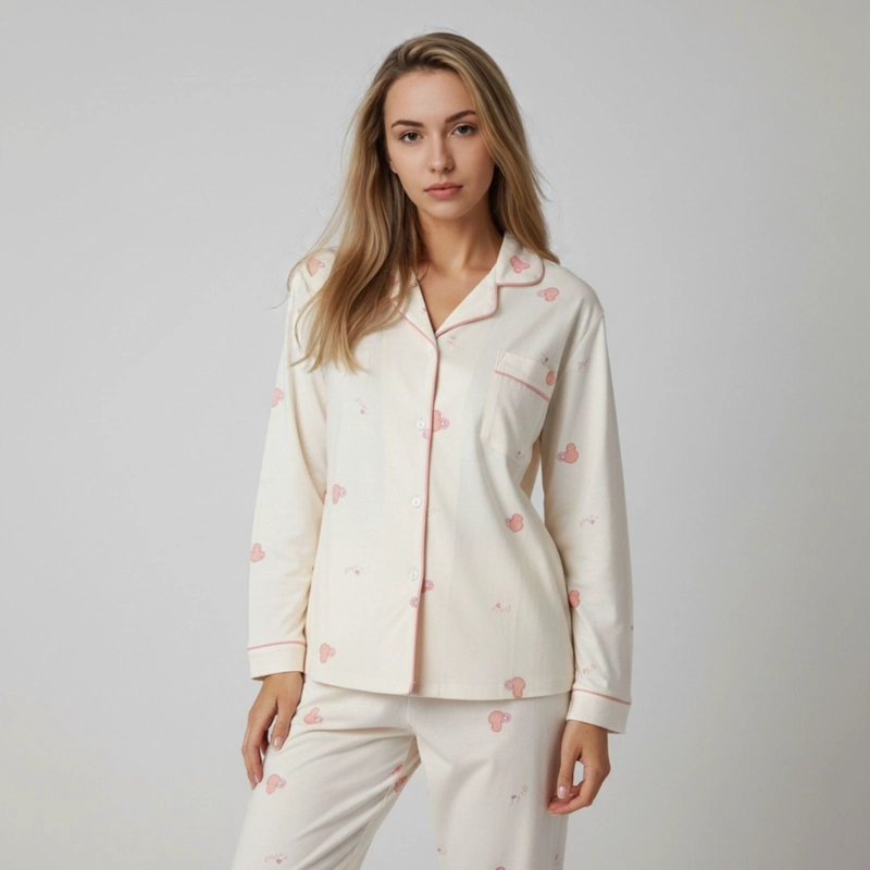 PIJAMA MUJER MANGA LARGA BOTONES DISEÑOS COLORES 107 - 1