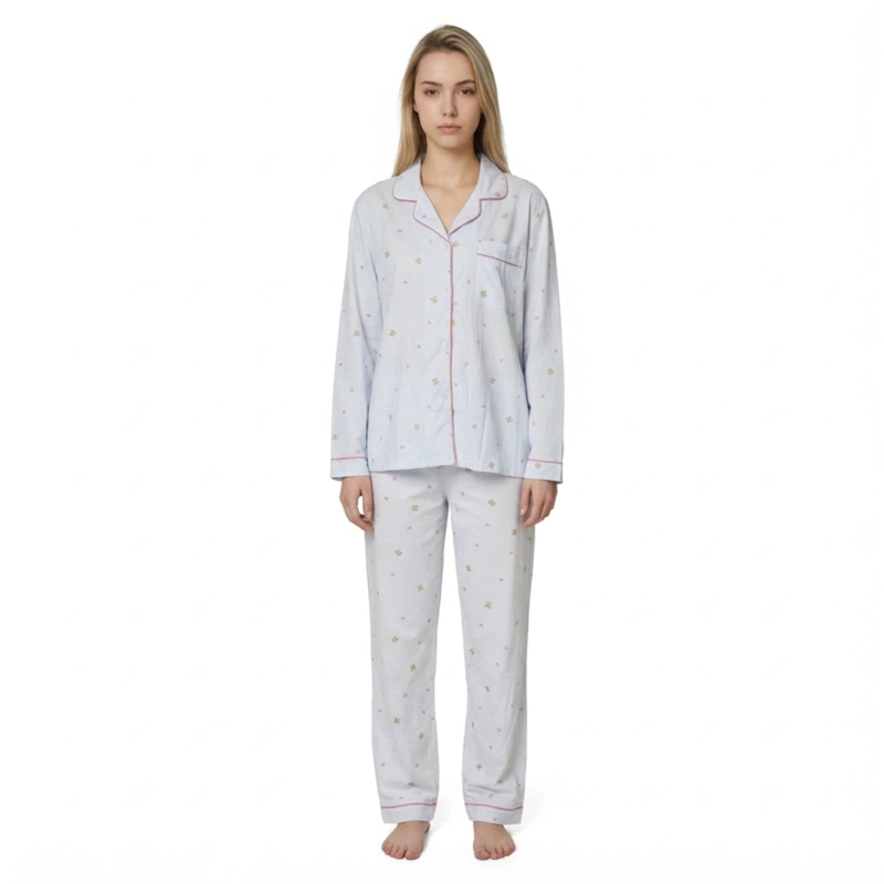 PIJAMA MUJER MANGA LARGA BOTONES DISEÑOS COLORES 107 - 2