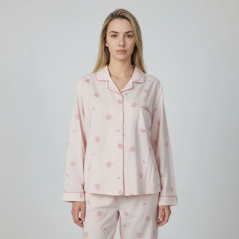 PIJAMA MUJER MANGA LARGA BOTONES DISEÑOS COLORES 107 - 2