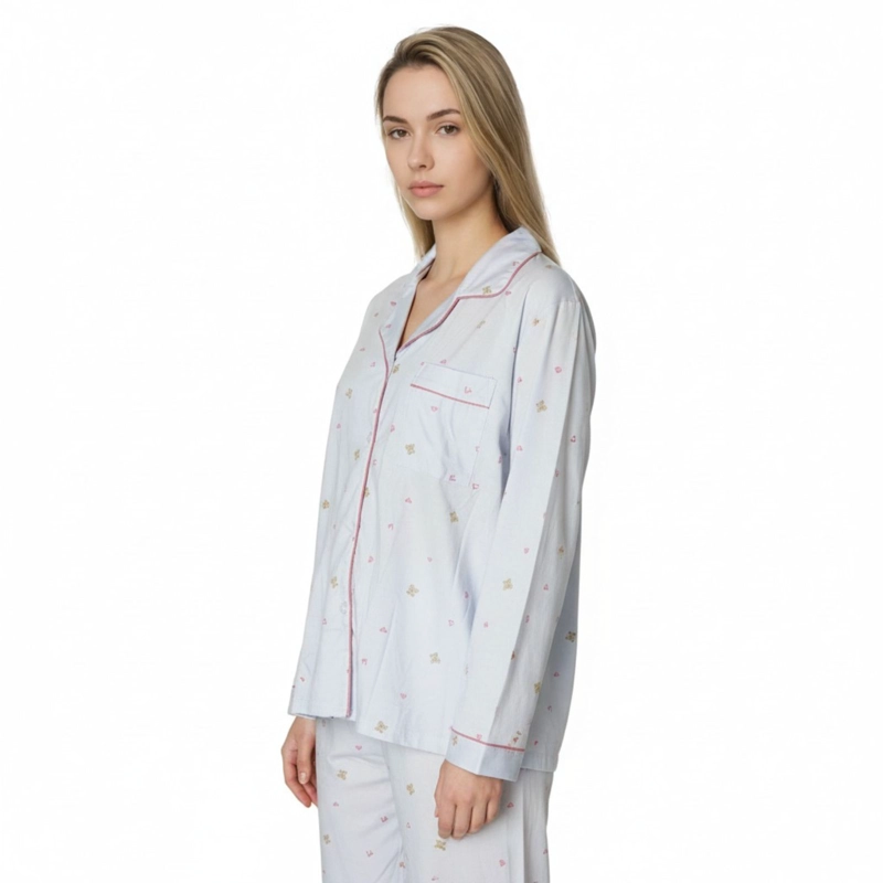 PIJAMA MUJER MANGA LARGA BOTONES DISEÑOS COLORES 107 - 3
