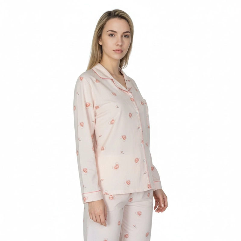 PIJAMA MUJER MANGA LARGA BOTONES DISEÑOS COLORES 107 - 3