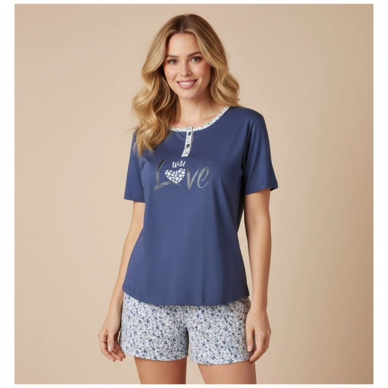 PIJAMA MUJER VERANO SHORT Y POLERA MANGA CORTA 4047 - 1