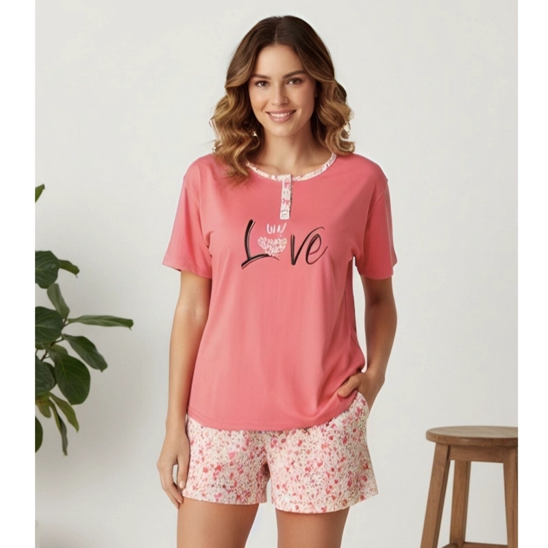 PIJAMA MUJER VERANO SHORT Y POLERA MANGA CORTA 4047 - 2