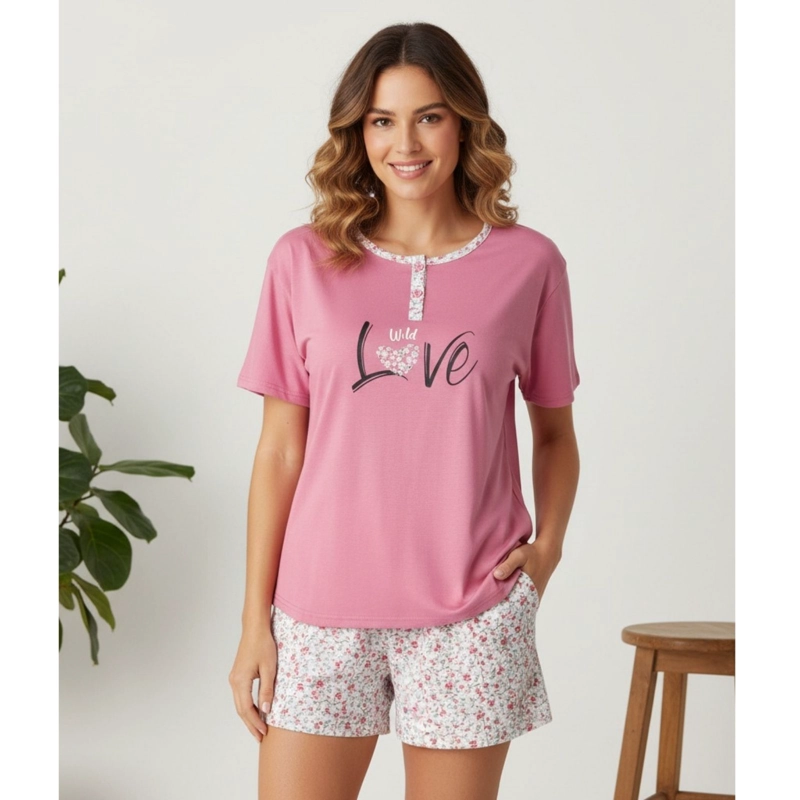 PIJAMA MUJER VERANO SHORT Y POLERA MANGA CORTA 4047 - 2