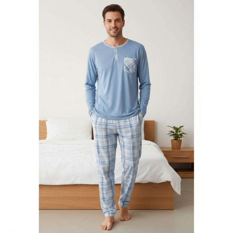 PIJAMA HOMBRE MANGA LARGA PANTALON LARGO VERANO 4026 - 1