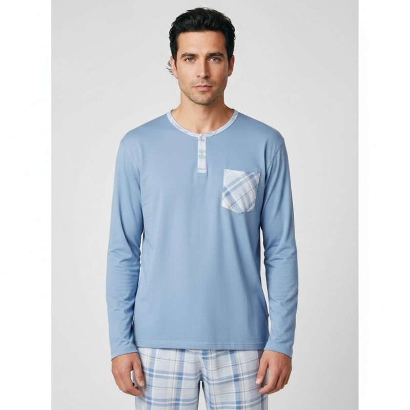 PIJAMA HOMBRE MANGA LARGA PANTALON LARGO VERANO 4026 - 2