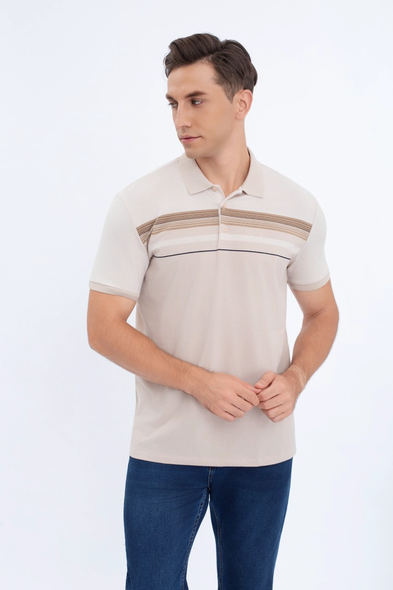 POLERA PIQUE  LINEAS BICOLOR HOMBRE ALGODON PRIMAVERA VERANO 0186 - 2