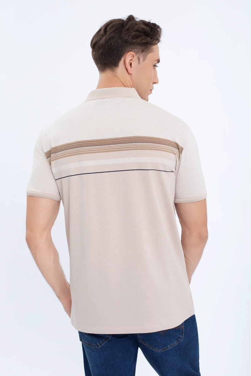 POLERA PIQUE  LINEAS BICOLOR HOMBRE ALGODON PRIMAVERA VERANO 0186 - 4