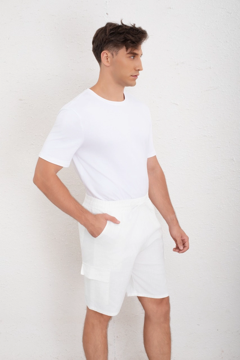 SHORT CARGO BERMUDA HOMBRE TIPO LINO TEMPORADA PRIMAVERA VERANO 7145 - 1