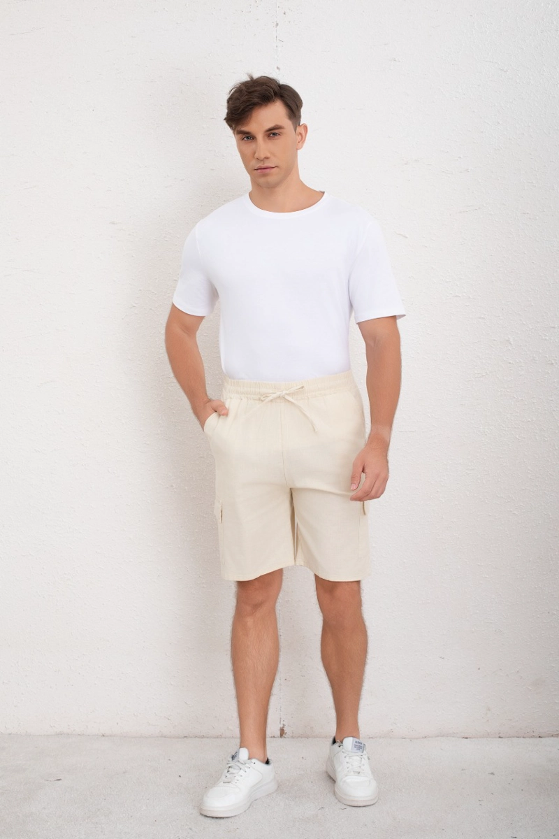 SHORT CARGO BERMUDA HOMBRE TIPO LINO TEMPORADA PRIMAVERA VERANO 7145 - 2
